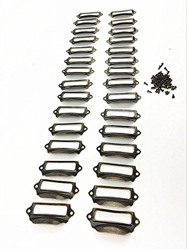 Accguan Office Library File Drawer Tag Frame Label Holder Pull Handle 30Pcs(Maybe the little is out of shape,after correcting it,itâ€˜s okï¼‰ (Brass)