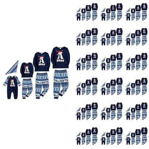 Cocila Matching Christmas Pjs for Family 2025 Graphic Xmas Pjs Nightwear Loungewear Sets Soft Long Sleeve Sleepwear Plaid Trousers Casual Women Men Kids Baby Christmas Pyjamas Family Pink S