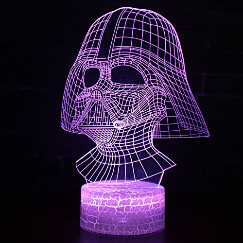 LED 3D Optical Illusion Smart 7 Colors Night Light Desk Lamp with USB Cable (Darth Vader) - //coolthings.us