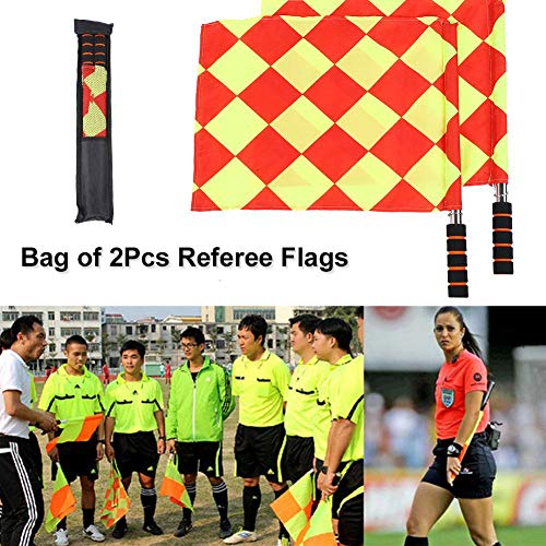 Soccer Referee Flag, 2Pcs/Bag Soccer Football Referee Sport Match Linesman Flag with Storage Bag