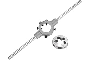 uxcell Die Stock Handle Wrench Set, 5/8-24 UNEF Round Die and 38mm Die Holder (Fits 1/2"-5/8" (UNC/UNF) / Metric M12-M14 / 38