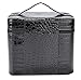 Train Case,COOFIT Portable Travel Makeup Case Crocodile Pattern Leather Beauty Box for Women Large Black