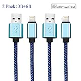 Lightning Cable , COOME [2-Pack] 3ft 6ft High Speed USB 2.0 Data Sync Nylon Braided Charging Wire Cord for iPhone 6/6s/5/5s iPad iPod Blue