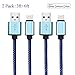 Lightning Cable , COOME [2-Pack] 3ft 6ft High Speed USB 2.0 Data Sync Nylon Braided Charging Wire Cord for iPhone 6/6s/5/5s iPad iPod Blue