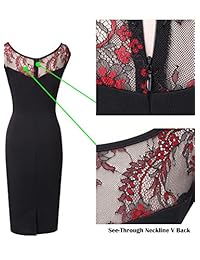 VFSHOW Vestido de mujer con encaje floral bordado para cóctel, fiesta, bodycon