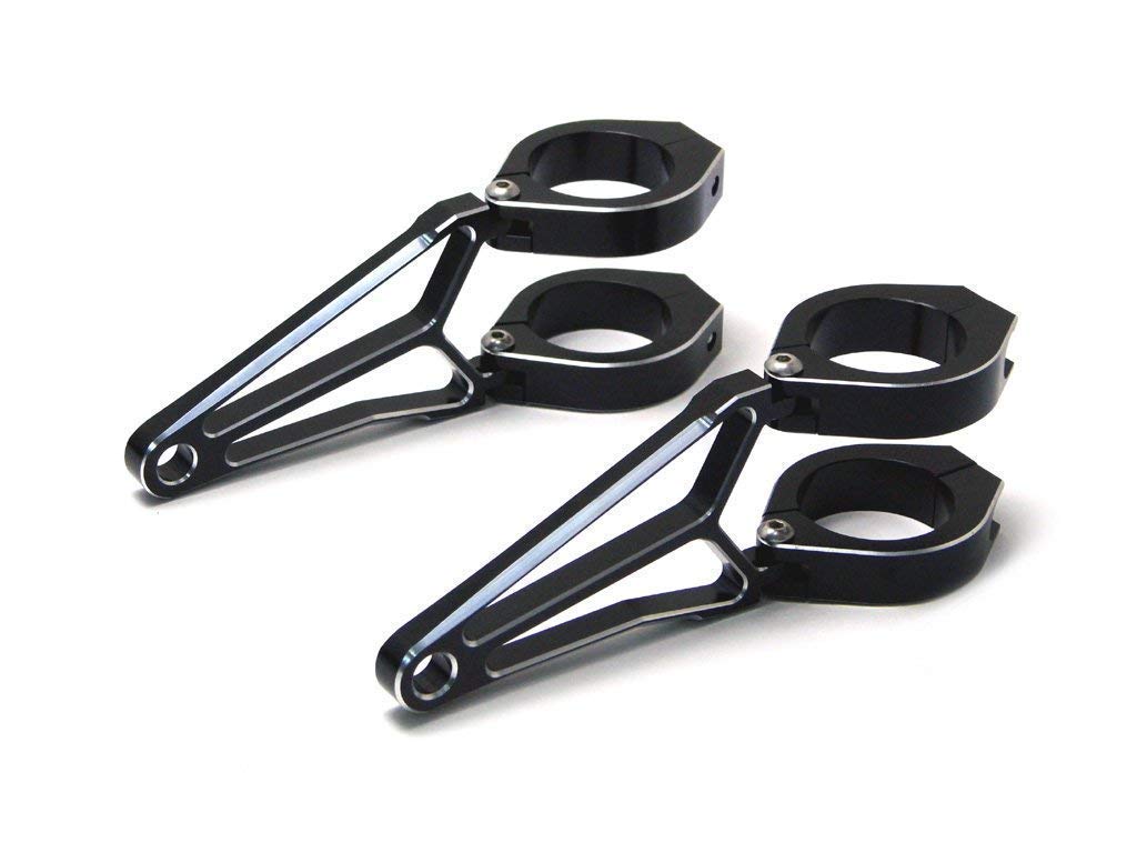 Alchemy Parts Fork Mounted Motorbike Headlight Brackets 54mm - 55mm Razor Style CNC Machined Billet Aluminium - PAIR