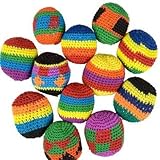 OIG Brands Hacky Sack Juggling Balls Set - Fun Colors and Designs for Kids Hackeysacks Carnival Prizes 12 Pack (Rasta)