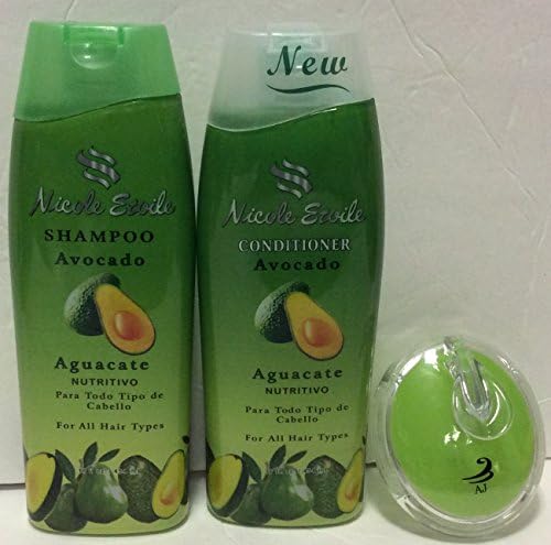 Nicole Etoile Avocado Shampoo, Conditioner 16 Fl Oz Each and Aj Professional Shampoo Brush