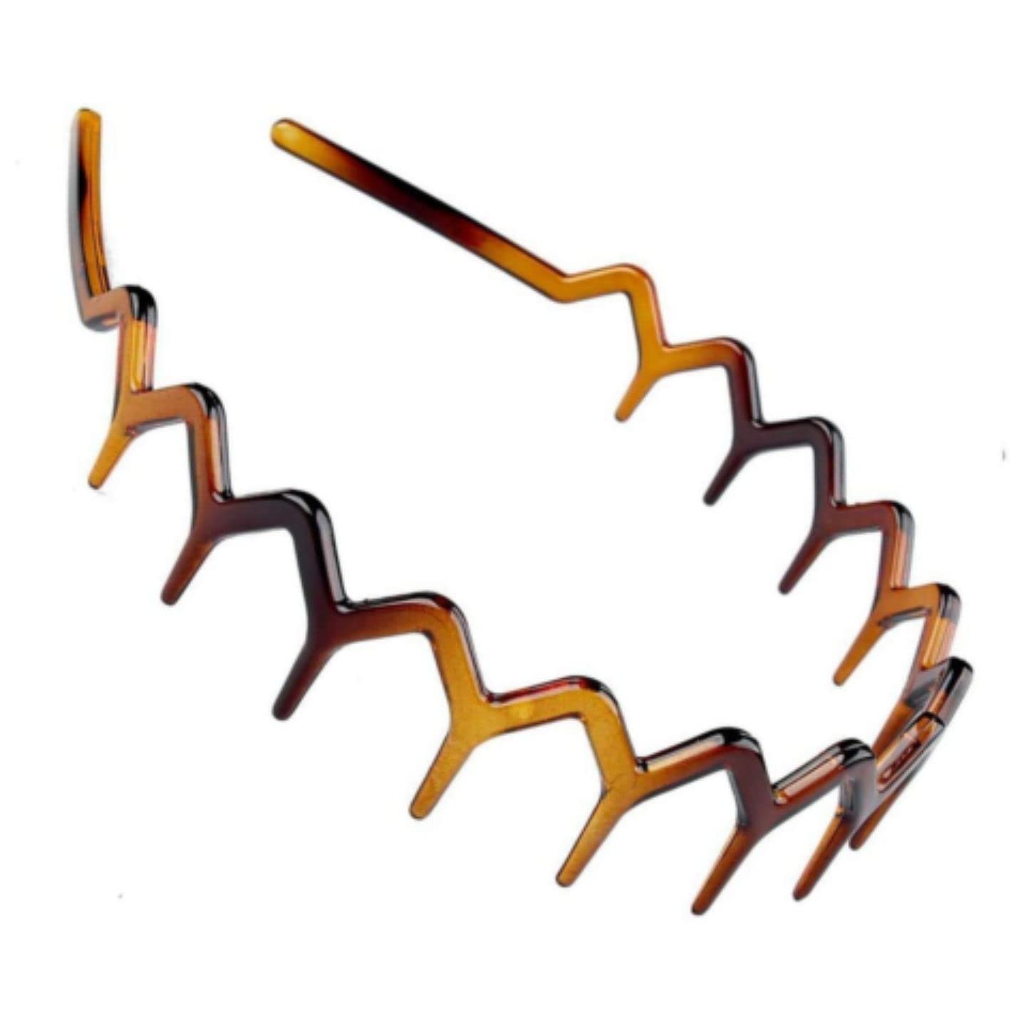 Topkids Accessories Zig Zag Shark Tooth Head Band Teeth Hair Band Alice Band Comb Headband Zigzag Hairband Wavy Grip Wave Gripper Saw Toothed Aliceband (Tort Brown 3cm Teeth)