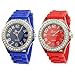 Geneva Women's 10 PCS Watches Crystal Wristwatch Set Silicone Jelly Band