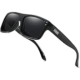 DUBERY Unisex Wide Frame Polarized Sunglasses UV Protection Retro Rectangular Sun Glasses D912