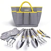 Jardineer Garden Tool Set, 8PCS Garden Tool Kit with Garden Tools, Garden Gloves and Gardening Tools Bag, Perfect Gardening Tool Set Gifts for Woman and Men