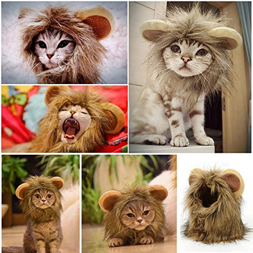 Legendog Cat Halloween Costume Lion Mane Wig Hat for Cats Pet Halloween Costumes for Small Dogs and Cats