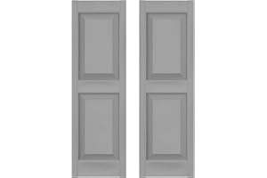 Builders Edge 12 in. W x 39 in. H Builders Edge, Standard Two Equal Panels, Raised Panel Shutters, Includes Matching Installation Spikes (Per Pair), 030 - Paintable