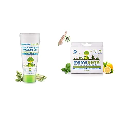 Mamaearth Natural Mosquito Repellent Gel, 50ml & Mamaearth Natural Repellent Mosquito Patches for Babies, 24 Patches