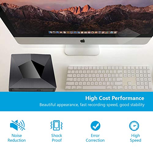 External CD DVD Drive USB Type C, 2 in 1 USB 3.0 & Type-C Superdrive Optical Drive Portable CD DVD RW Burner Player for Mac OS Windows Linux
