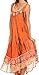 Sakkas 15009 - Alexis Embroidered Long Sleeveless Floral Caftan Dress / Cover Up - Burnt Orange - OS