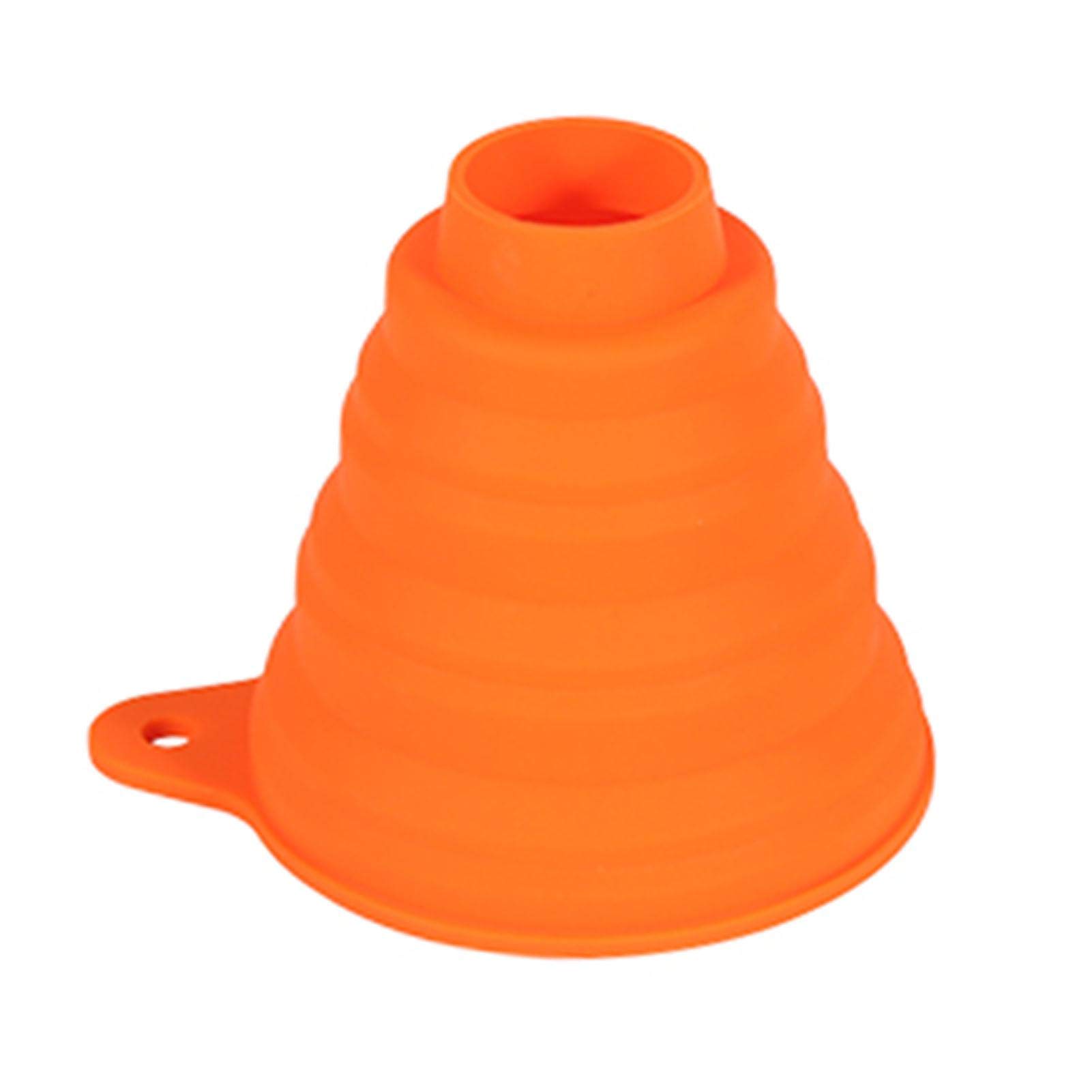 Collapsible Silicone Folding Funnel for Liquid and Powder Transfer, Large Funnel for Wide Mouth Jar (Orange)