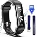 Fitness Tracker, Fitness Watch Include Replacement Band, Activity Tracker Smart Band with Sleep Monitor, Smart Bracelet Pedometer Wristband for Kids, Women and Men-(Black+Blue Band)
