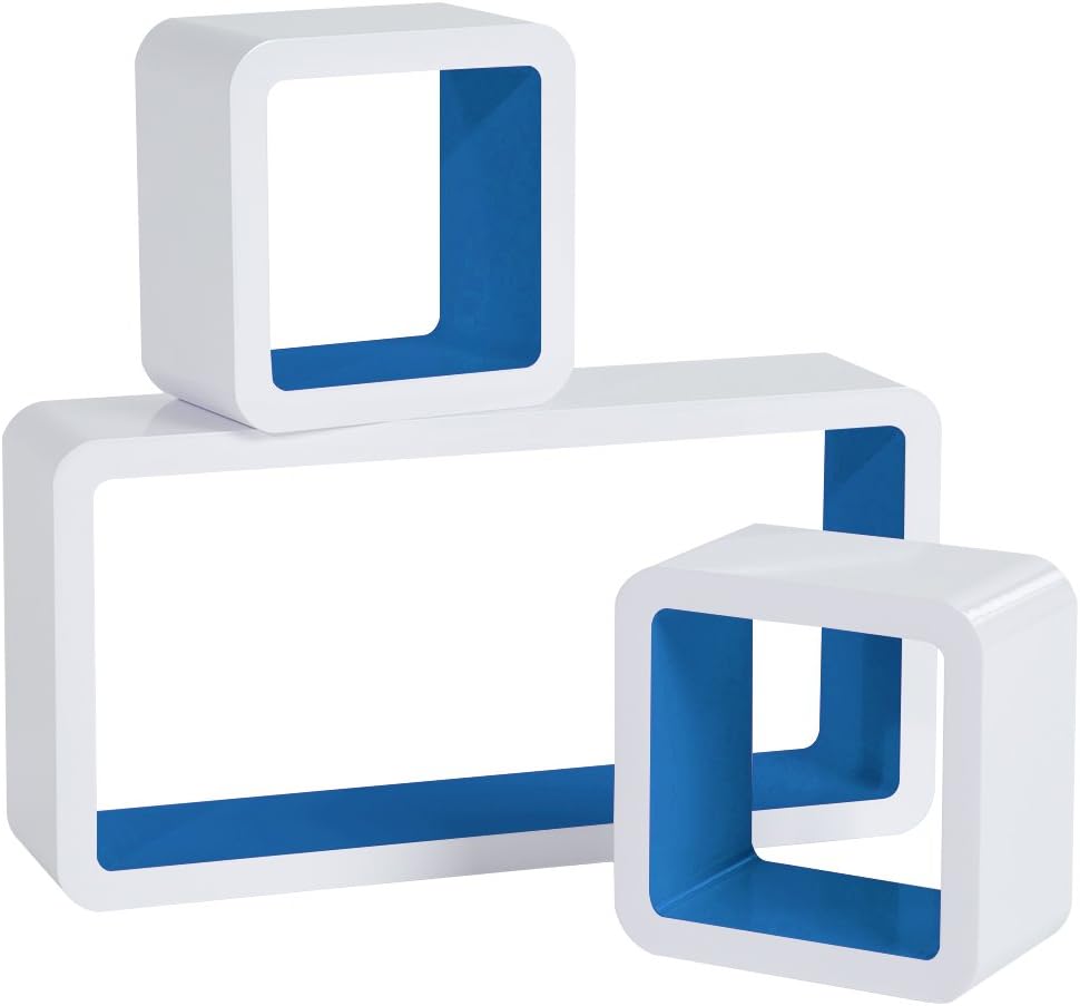 WOLTU Floating Shelves Dark Blue Cube Floating Wall Shelves
