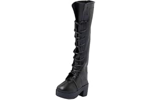 EHJRE 1/3TH Ball Jointed Dolls Shoes,BJD Long Boots,Fashion,Girl Doll Shoes,High Heeled Shoes,PU Leather Shoes,for 60cm Doll,Accs, Black