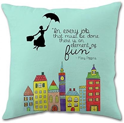 Mary Poppins Fun Quote Pillow Covers (16x16 inch twin side)