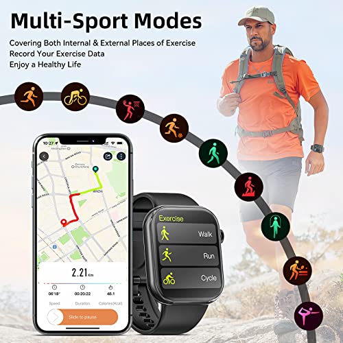Smart Watch for Men Answer/Make Calls,1.83 Full Touch Screen Sports Smartwatch IP67 Waterproof Wacth for Men,Fitness Smart Watches with 24/7 Heart Rate Blood Oxygen Sleep Monitor for Android and iOS