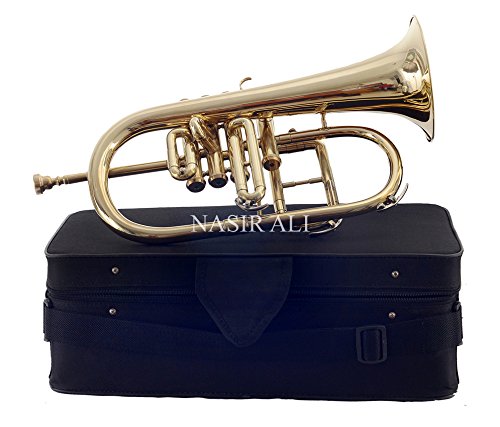 FLUGEL HORN 4 VALVE Bb PITCH BRASS WITH FREE HARD CASE + MP + TUNED