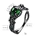 Womens Green Stone Round Lab Stone Engagement Wedding Best Friend Christmas Black Gold Plated Wedding Rings for Her - Bamos Jewelry Size 6-10