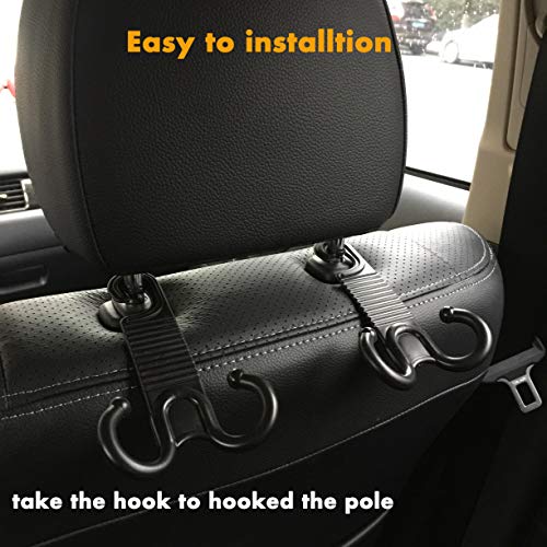 2 Pack Car Interior Headrest Hooks Back Seat Auto Hanger Universal Trunk Organizer Storage for Clothes Coats Diapers Umbrella Purses Handbag Hat Grocery Bag Backpack Drop Stop Gadget Car Accessories