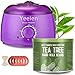 【Tea Tree Essential Oil】Yeelen Wax Warmer Essential Hard Wax Hair Removal Kit Electric Wax Heater for Face, Bikini Area, Legs with 10 Wax Applicator Sticks & 5 Wax Warmer Collar