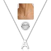 Turandoss S925 Sterling Silver Initial Necklaces for Women - Dainty Silver Letter Pendant Waterproof Silver Initial Necklace Hypoallergenic Jewelry Gifts for Women Girls