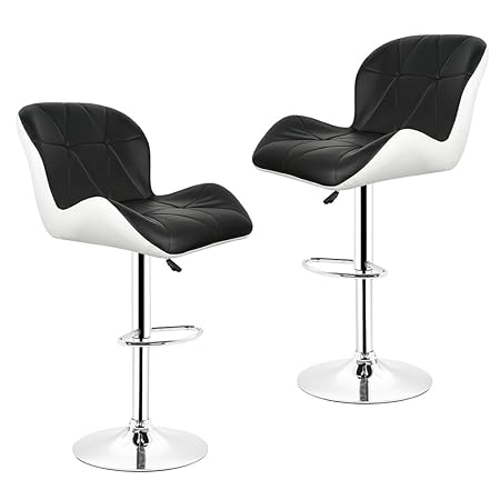WeFun Barhocker schwarz 2er Set,Barhocker Höhenverstellbar mit Lehne (Schwarz)