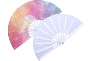 ZELOYAUT 13 Inch Heat Sublimation Transfer Blank Folding Fan - 11-Rib Polyester DIY Customizable Dual-Sided Printing for Events, Weddings & Promotions(2PCS) (White)