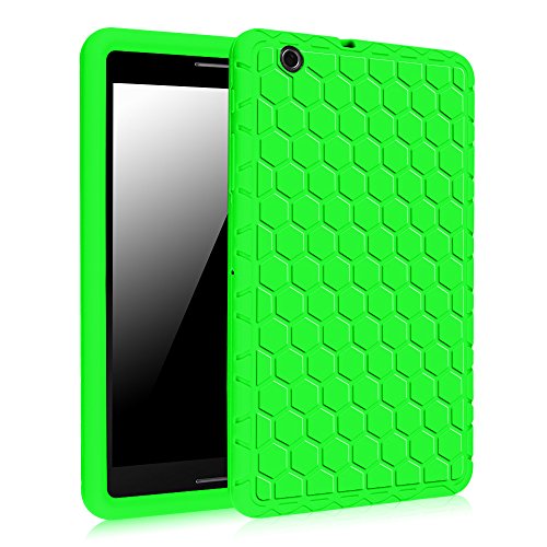 AT&T Trek 2 HD Case (Model 6461A) - Fintie [Honey Comb Series] Light Weight Shock Proof Silicone Protective Cover [Anti Slip] [Kids Friendly] for 8-inch AT&T Trek 2 HD (2016), Green