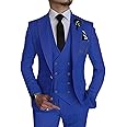 Wangyue 3 Piece Suit Slim Fit Mens Wedding Suits Double Breasted Party One Button Blazer Jacket Vest Pants Sets Beige