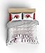 LaModaHome Christmas Duvet Cover Set, 100% Cotton, Santa Brings a lot Gifts, Red Santa Hat, Year - Set of 3 - Duvet Cover 2 Pillowcases Queen Bed