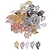 75Pieces Vintage Hollow Filigree Leaf Charms Pendants Jewelry Findings