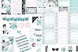 Breakfast at Tiffany's, 6 page planner sticker kit on matte sticker paper. Choose your planner size from Erin Condren to Happy Planner.