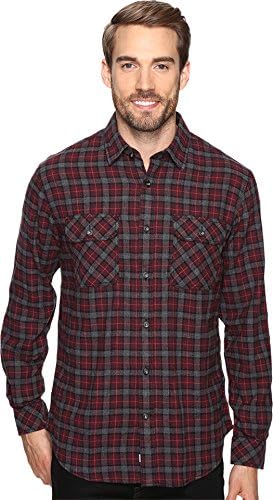 James Campbell Men's Long Sleeve Woven Primo Plaid Crimson Button-up Shirt