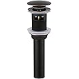 Angle Simple Bathroom Sink Drain with Overflow, Brass Pop Up Sink Drain Stopper Oil-Rubbed Bronze