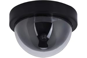 Fake Security Camera, Dummy Fake Dome Surveillance Camera, Simulated Decoy Security Camera with Flashing LED Light, Deter Int