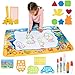 Toys Gem Water Drawing Mat Set with 4 Pens and Drawing Accessories, 40 x 28 inch Large Aqua Magic Doodle Mat, Educational Toys for Boys and Girls Gift for Ages 3 and Up