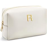 Kigeli Initial Makeup Bag Gifts for Christmas Women Girls Bridesmaid Stocking Stuffers Personalized PU Leather Preppy Monogram Cosmetic Bag Travel Toiletry Pouch Birthday Wedding Bridal Shower Gift(R)