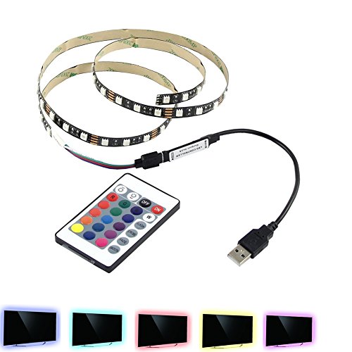 40 inch USB 5v 5050 60SMD/M RGB TV Bias Background Lights 1m Led Strip Lighting with 24 keys IR Remote Controller