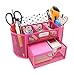 EasyPAG Mesh Desk Organizer Pencil Holder 9 Compartments with Drawer,Pink primary