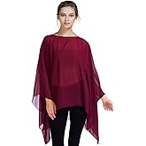 Max Hsuan Womens Summer Solid Sheer Batwing Blouse Chiffon Caftan Poncho Tunic Top Plus Size Cover up