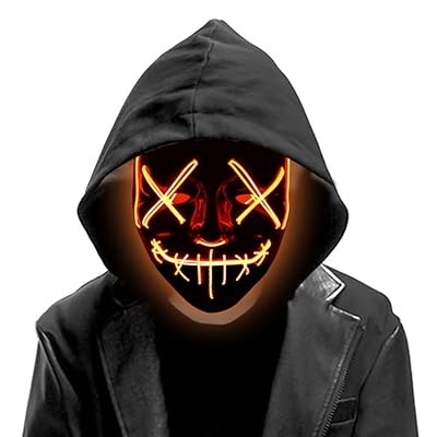 DomeStar Led Mask, Purge Mask Light Up Mask Glow Mask Halloween Mask Masquerade DJ Show