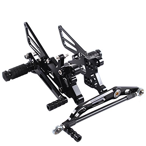For Motorcycle Rearsets Rear Foot Pegs CNC Rear set Footrests Fully Adjustable Rear Foot Boards (YAMAHA YZF R6 2006-2014, black)