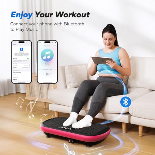 MERACH Vibration Plate Exercise Machine, vibrating plate machine 200KG Capacity, Bluetooth and Silicone Pedal, Stimulate Deep Fat, Vibration Plate for Lymphatic Drainage